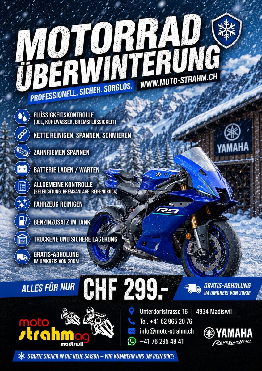Motorrad�berwinterung bei Moto Strahm in Madiswil